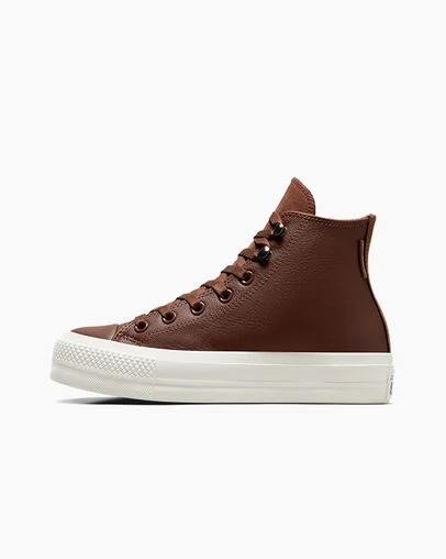 Converse Chuck Taylor All Star Lift Platform Water Repellent Leather Women Boots Brown / Black USA | C-01467839