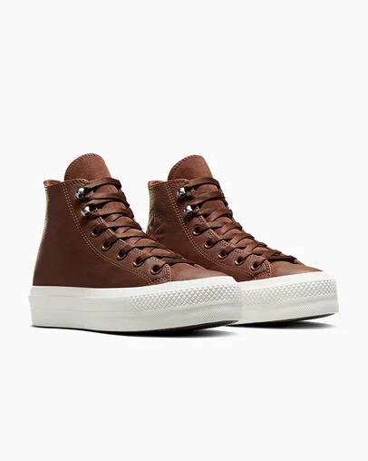 Converse Chuck Taylor All Star Lift Platform Water Repellent Leather Women Boots Brown / Black USA | C-01467839