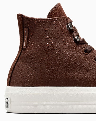Converse Chuck Taylor All Star Lift Platform Water Repellent Leather Women Boots Brown / Black USA | C-01467839