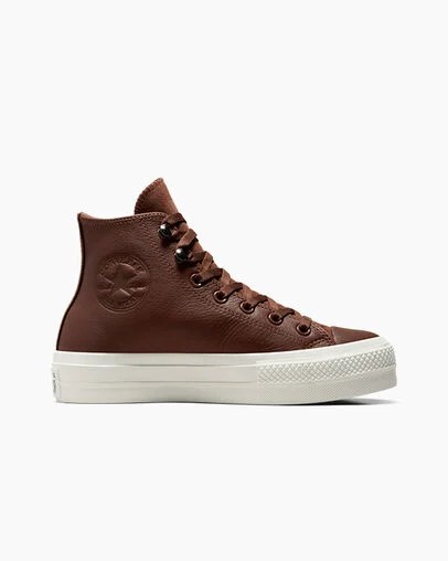 Converse Chuck Taylor All Star Lift Platform Water Repellent Leather Women Boots Brown / Black USA | C-01467839