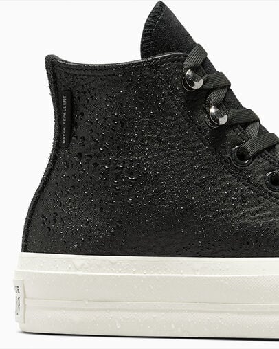 Converse Chuck Taylor All Star Lift Platform Water Repellent Leather Women Boots Black USA | C-96125349