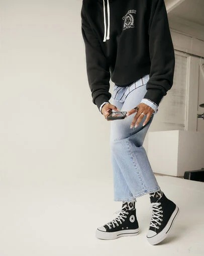 Converse Chuck Taylor All Star Lift Platform Women Canvas Shoes Black / White USA | C-62431509