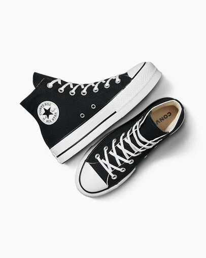Converse Chuck Taylor All Star Lift Platform Women Canvas Shoes Black / White USA | C-62431509