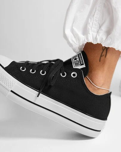 Converse Chuck Taylor All Star Lift Platform Women Canvas Shoes Black / White USA | C-39817029