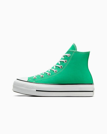 Converse Chuck Taylor All Star Lift Platform Women Canvas Shoes Green / White / Black USA | C-62781599