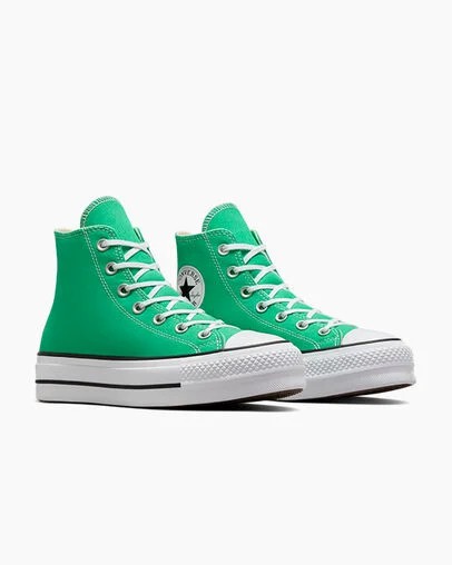 Converse Chuck Taylor All Star Lift Platform Women Canvas Shoes Green / White / Black USA | C-62781599