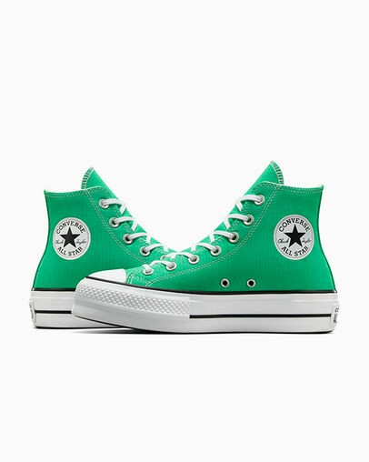 Converse Chuck Taylor All Star Lift Platform Women Canvas Shoes Green / White / Black USA | C-62781599