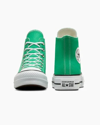 Converse Chuck Taylor All Star Lift Platform Women Canvas Shoes Green / White / Black USA | C-62781599