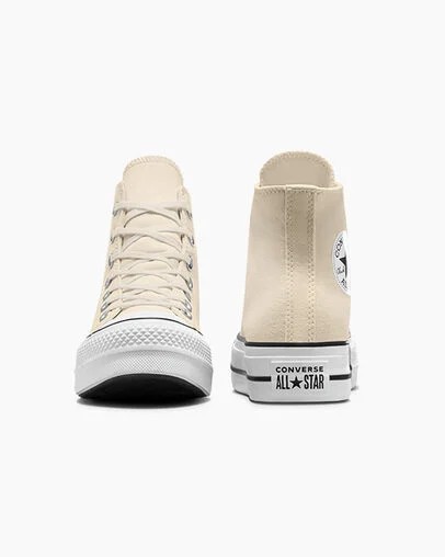 Converse Chuck Taylor All Star Lift Platform Women Canvas Shoes Beige White / Black USA | C-48723959