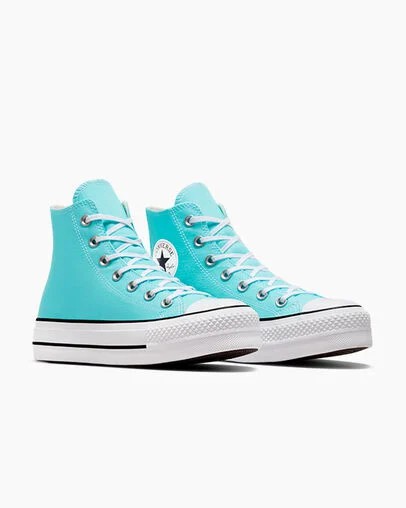 Converse Chuck Taylor All Star Lift Platform Women Canvas Shoes Blue / White / Black USA | C-57360219