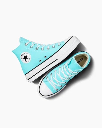 Converse Chuck Taylor All Star Lift Platform Women Canvas Shoes Blue / White / Black USA | C-57360219