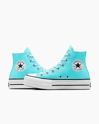 Converse Chuck Taylor All Star Lift Platform Women Canvas Shoes Blue / White / Black USA | C-57360219