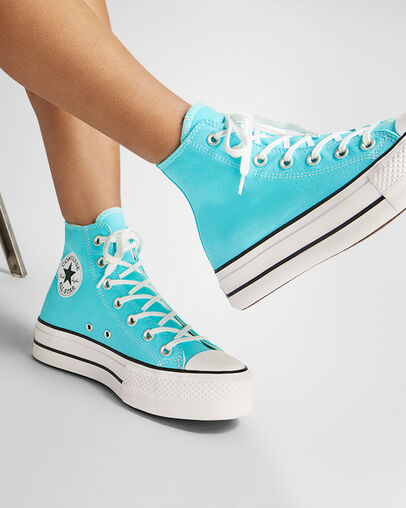 Converse Chuck Taylor All Star Lift Platform Women Canvas Shoes Blue / White / Black USA | C-57360219