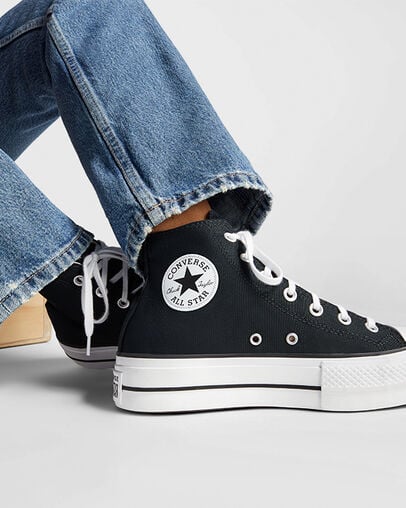 Converse Chuck Taylor All Star Lift Platform Women Canvas Shoes Black / White USA | C-27164939