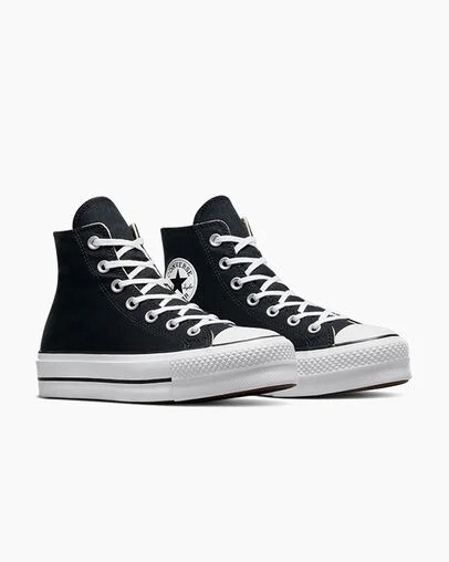 Converse Chuck Taylor All Star Lift Platform Women Canvas Shoes Black / White USA | C-27164939