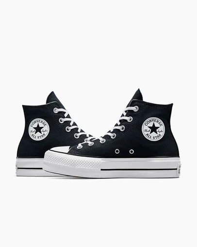 Converse Chuck Taylor All Star Lift Platform Women Canvas Shoes Black / White USA | C-27164939