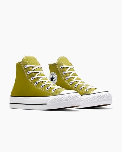 Converse Chuck Taylor All Star Lift Platform Women Canvas Shoes Green / White / Black USA | C-64219709