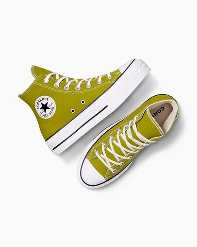 Converse Chuck Taylor All Star Lift Platform Women Canvas Shoes Green / White / Black USA | C-64219709