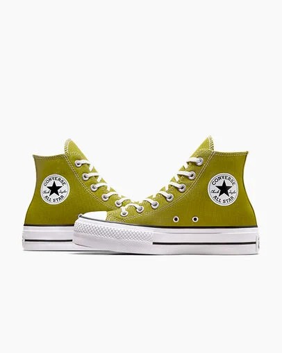 Converse Chuck Taylor All Star Lift Platform Women Canvas Shoes Green / White / Black USA | C-64219709