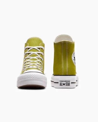 Converse Chuck Taylor All Star Lift Platform Women Canvas Shoes Green / White / Black USA | C-64219709