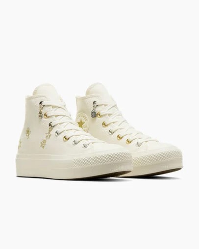 Converse Chuck Taylor All Star Lift Women Platform Shoes White / Gold / Silver USA | C-63451909