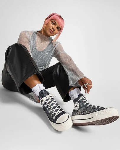 Converse Chuck Taylor All Star Lift Women Platform Shoes Blue / Black USA | C-35812499
