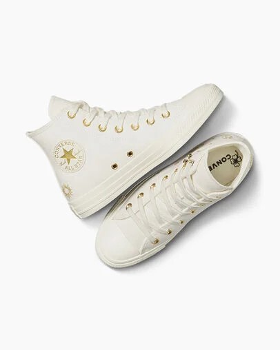 Converse Chuck Taylor All Star Luck Charms Women Sneakers White / Gold USA | C-64197589