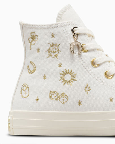 Converse Chuck Taylor All Star Luck Charms Women Sneakers White / Gold USA | C-64197589
