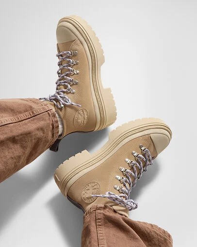 Converse Chuck Taylor All Star Lugged Heel Waterproof Platform Women Boots Light Brown USA | C-56297309