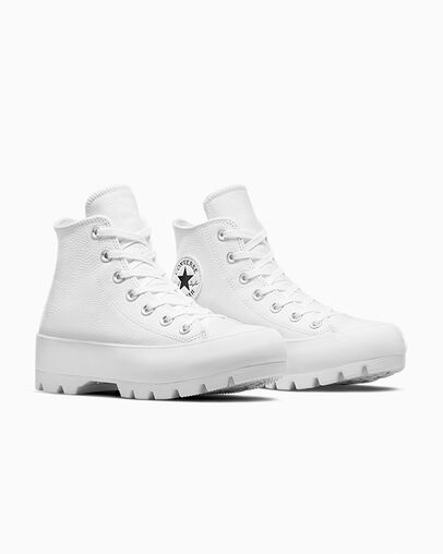 Converse Chuck Taylor All Star Lugged Leather Women Sneakers White / Black USA | C-89213479