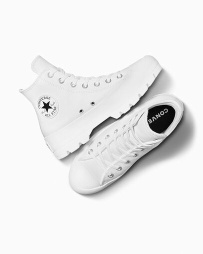 Converse Chuck Taylor All Star Lugged Leather Women Sneakers White / Black USA | C-89213479