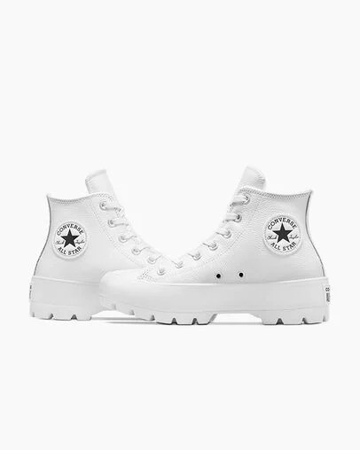 Converse Chuck Taylor All Star Lugged Leather Women Sneakers White / Black USA | C-89213479