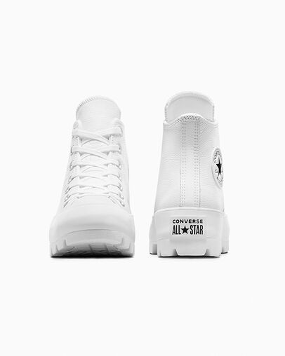 Converse Chuck Taylor All Star Lugged Leather Women Sneakers White / Black USA | C-89213479