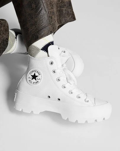 Converse Chuck Taylor All Star Lugged Leather Women Sneakers White / Black USA | C-89213479