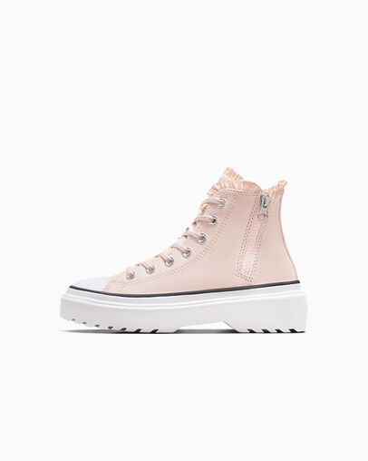 Converse Chuck Taylor All Star Lugged Lift Ruffles Kids' Sneakers Pink / White USA | C-09861729