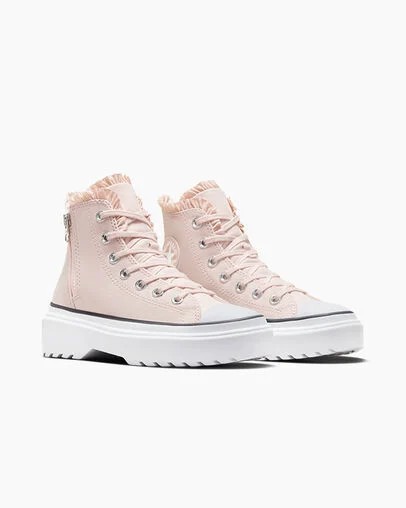 Converse Chuck Taylor All Star Lugged Lift Ruffles Kids' Sneakers Pink / White USA | C-09861729