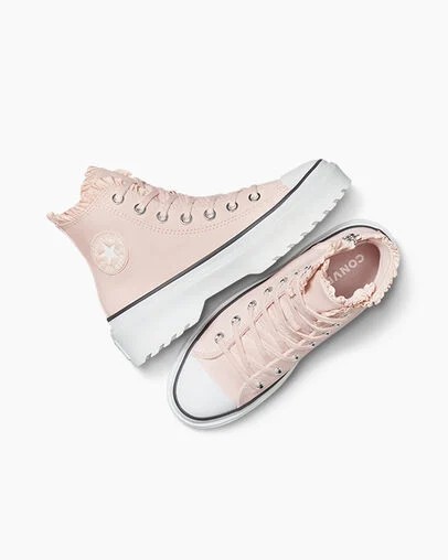 Converse Chuck Taylor All Star Lugged Lift Ruffles Kids' Sneakers Pink / White USA | C-09861729