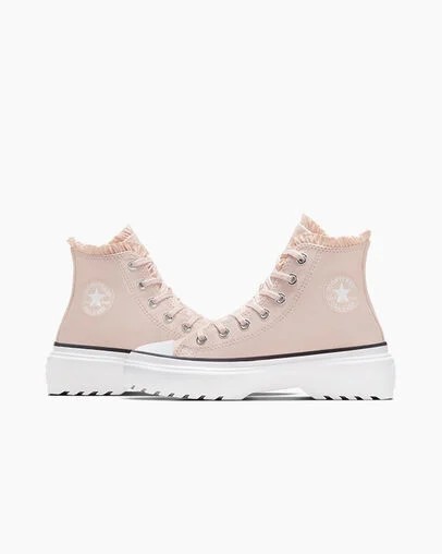 Converse Chuck Taylor All Star Lugged Lift Ruffles Kids' Sneakers Pink / White USA | C-09861729