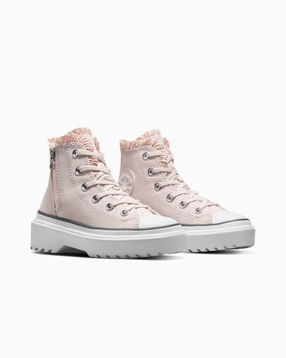 Converse Chuck Taylor All Star Lugged Lift Ruffles Kids' Sneakers Pink / White USA | C-13967489