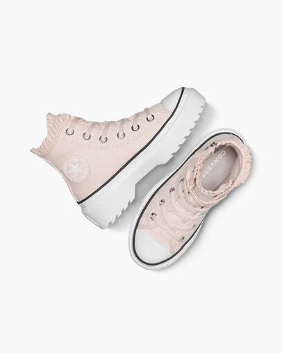 Converse Chuck Taylor All Star Lugged Lift Ruffles Kids' Sneakers Pink / White USA | C-13967489