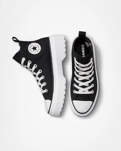 Converse Chuck Taylor All Star Lugged Lift Platform Kids' Canvas Shoes Black / White USA | C-82039479