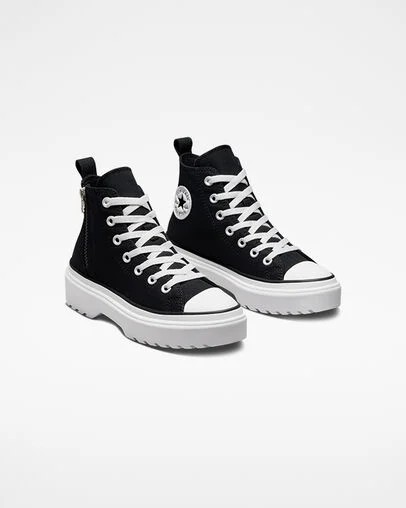 Converse Chuck Taylor All Star Lugged Lift Platform Kids' Canvas Shoes Black / White USA | C-82039479