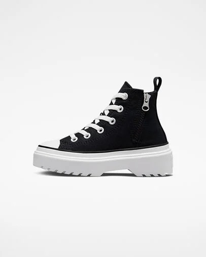 Converse Chuck Taylor All Star Lugged Lift Platform Kids' Canvas Shoes Black / White USA | C-46792309