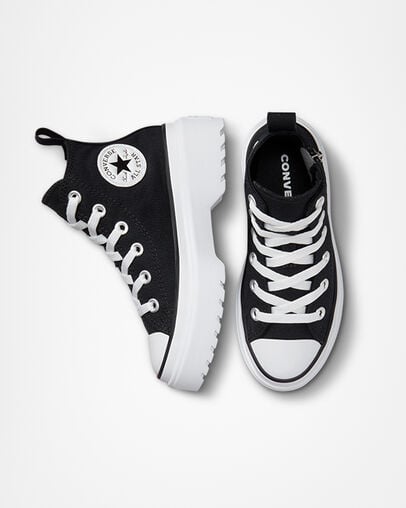 Converse Chuck Taylor All Star Lugged Lift Platform Kids' Canvas Shoes Black / White USA | C-46792309