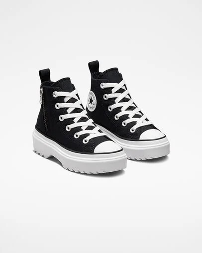 Converse Chuck Taylor All Star Lugged Lift Platform Kids' Canvas Shoes Black / White USA | C-46792309
