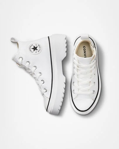 Converse Chuck Taylor All Star Lugged Lift Platform Kids' Canvas Shoes White / Black USA | C-08613759
