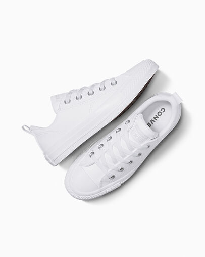 Converse Chuck Taylor All Star Malden Street Leather Kids' Sneakers White USA | C-09823679