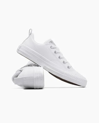 Converse Chuck Taylor All Star Malden Street Leather Kids' Sneakers White USA | C-09823679