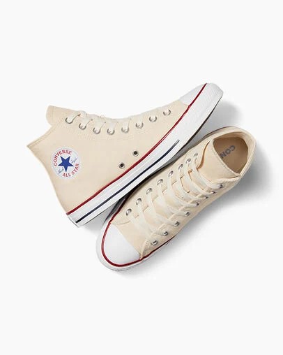 Converse Chuck Taylor All Star Men Canvas Shoes Beige White USA | C-72956319