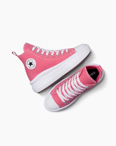 Converse Chuck Taylor All Star Move Platform Kids' Canvas Shoes Pink / White / Black USA | C-26537919